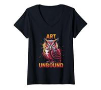 Womens Abstract Owl Unique Artistic Expression Creative Minds V-Neck T-Shirt