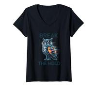 Womens Abstract Owl Unique Artistic Expression Creative Minds V-Neck T-Shirt