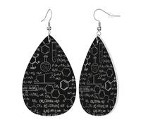 Womens Abstract Science Chemistry Illustration 3D Print Leather Earrings Teardrop Dangle Earrings Jewelry Outfits Accessories