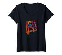 Womens Abstract style hard rock metal guitarist V-Neck T-Shirt