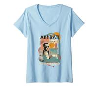 Womens Abstract Thoughts Retro Collage Mixed Media Artwork V-Neck T-Shirt