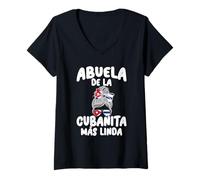 Womens Abuela de la Cubanita Más Linda Orgullo Cubano V-Neck T-Shirt