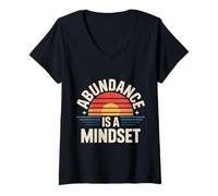 Womens Abundance is A Mindset Wealth Growth Positivity - V-Neck T-Shirt