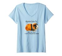 Women's Abyssinian Guinea Pig Bad Hair Day Humor Design V-Neck T-Shirt