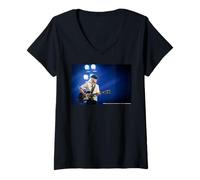 Women's AC DC Rock Guitar Hero On Stage Live Concert Lights V-Neck T-Shirt