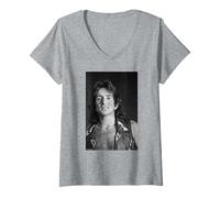 Women's AC/DC Singer Bon Scott by Martyn Goddard V-Neck T-Shirt