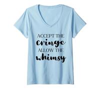 Womens Accept the Cringe Allow the Whimsy Be Confident Self-Love V-Neck T-Shirt