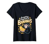 Women's Accepting Payment in Bananas Capuchin Monkey V-Neck T-Shirt