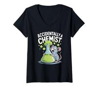 Womens Accidentally a Chemist Funny Mouse Scientist V-Neck T-Shirt