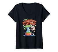 Womens Accidentally a Chemist Funny Science Chemistry V-Neck T-Shirt