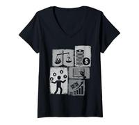 Women's Accountant Vintage Collage Accounting V-Neck T-Shirt