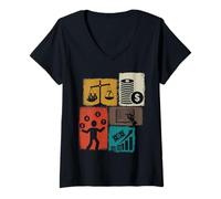 Women's Accountant Vintage Collage Accounting V-Neck T-Shirt