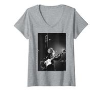 Women's ACDC Live Angus Young 1979 By David Corio V-Neck T-Shirt