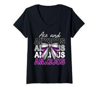 Womens Ace and Anxious Funny Asexual Pride Flag LGBTQ Girl V-Neck T-Shirt