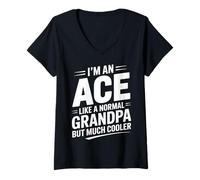 Womens Ace Like a Grandpa Only Cooler Card Grandfather V-Neck T-Shirt