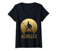 Womens Achilles Olympian God Greek Mythology Ancient Halloween V-Neck T-Shirt