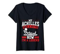 Womens Achilles Surgery Recovery Design Funny Achilles Legend V-Neck T-Shirt