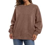 Womens Acid Wash Oversized Sweatshirt Long Sleeve Crew Neck Jumper | soft cotton blend, vintage acid wash finish, relaxed loose fit, ribbed cuffs and hem, casual pullover for streetwear