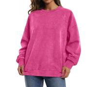 Womens Acid Wash Oversized Sweatshirt Long Sleeve Crew Neck Jumper | soft cotton blend, vintage acid wash finish, relaxed loose fit, ribbed cuffs and hem, casual pullover for streetwear