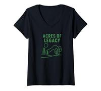 Womens Acres of Legacy Land enthusiast, off grid living, nature V-Neck T-Shirt