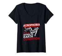 Womens Acrophobia Fear of Heights Vertigo V-Neck T-Shirt