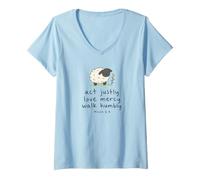 Women's Act Justly Love Mercy Walk Humbly Micah 6:8 Christian V-Neck T-Shirt