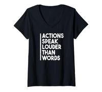 Women's Actions Speak Louder Than Words Motivational Quote V-Neck T-Shirt