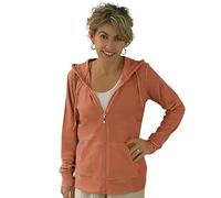 Women's Active Casual Thin Cotton Zip Up Hoodie Jacket, Brick, Medium