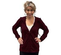 Women's Active Casual Thin Cotton Zip Up Hoodie Jacket, Burgundy, Medium