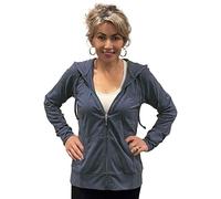 Women's Active Casual Thin Cotton Zip Up Hoodie Jacket, Denim, Large