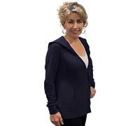 Women's Active Casual Thin Cotton Zip Up Hoodie Jacket, Navy, Large