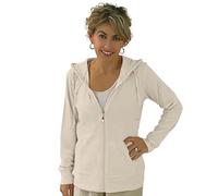 Women's Active Casual Thin Cotton Zip Up Hoodie Jacket, Oat, Medium