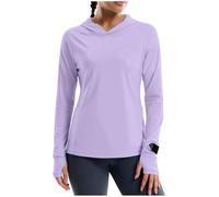 Womens Activewear Hooded - Sun Shirt UPF 50+ Long Sleeve UV Protection Jacket Tops, Quick Dry Lightweight Hiking Fishing Rash Guard, Watch Hole, Outdoor Sports Fitness Sweatshirts with Thumb Hole