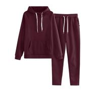 Womens Activewear Set Tracksuit - Women's Tracksuit Two Piece Outfit - Pullover Hoodie Summer Jumper Long Sleeve Jackets Sportjacket Hooded Thermal Jackets Blouse Tops Thermalhoodie Wine