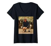 Womens Actor Sean Bean Sharpe Game of Thrones with Lion Cub V-Neck T-Shirt