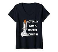 Womens Actually I Am A Rocket Scientist Science V-Neck T-Shirt