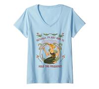 Women's Actually, I'm just here to Hold the Frequency Boho Energy V-Neck T-Shirt