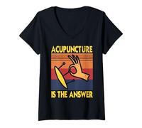 Womens Acupuncture Holds The Key Vintage Holistic Wellness V-Neck T-Shirt