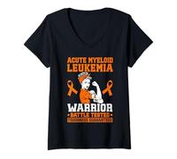 Women's Acute myeloid Leukemia Warrior V-Neck T-Shirt