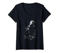 Women's Adam and eve Genesis Creation god Light Divine V-Neck T-Shirt