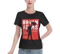 Women's Adams Canadian Rock Singer Bryan T-Shirts Trendy Graphic Tee-Shirt Casual Summer Tops with Crew Neck Black XL