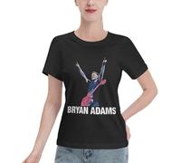 Women's Adams Canadian Rock Singer Bryan T-Shirts Trendy Graphic Tee-Shirt Casual Summer Tops with Crew Neck Black M