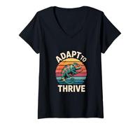 Womens Adapt to Thrive Colon Cancer Surgery Motivation V-Neck T-Shirt