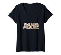 Womens Addie Cat Trees - Personalized Cute Name Word Art V-Neck T-Shirt