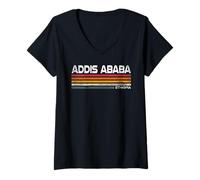 Womens Addis Ababa Ethiopia Retro Apparel Ethiopian Capital V-Neck T-Shirt