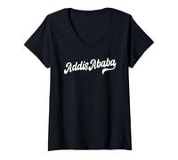 Womens Addis Ababa Typeset Ethiopia Capital V-Neck T-Shirt