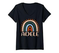Womens Adele Name Personalized Funny Women Rainbow Adele V-Neck T-Shirt