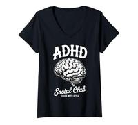 Womens Adhd Awareness Adhd Social Club V-Neck T-Shirt