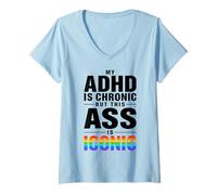 Womens ADHD Awareness Neurodiverse V-Neck T-Shirt