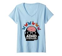 Womens ADHD Because One Thought at a Time Is Too Boring V-Neck T-Shirt